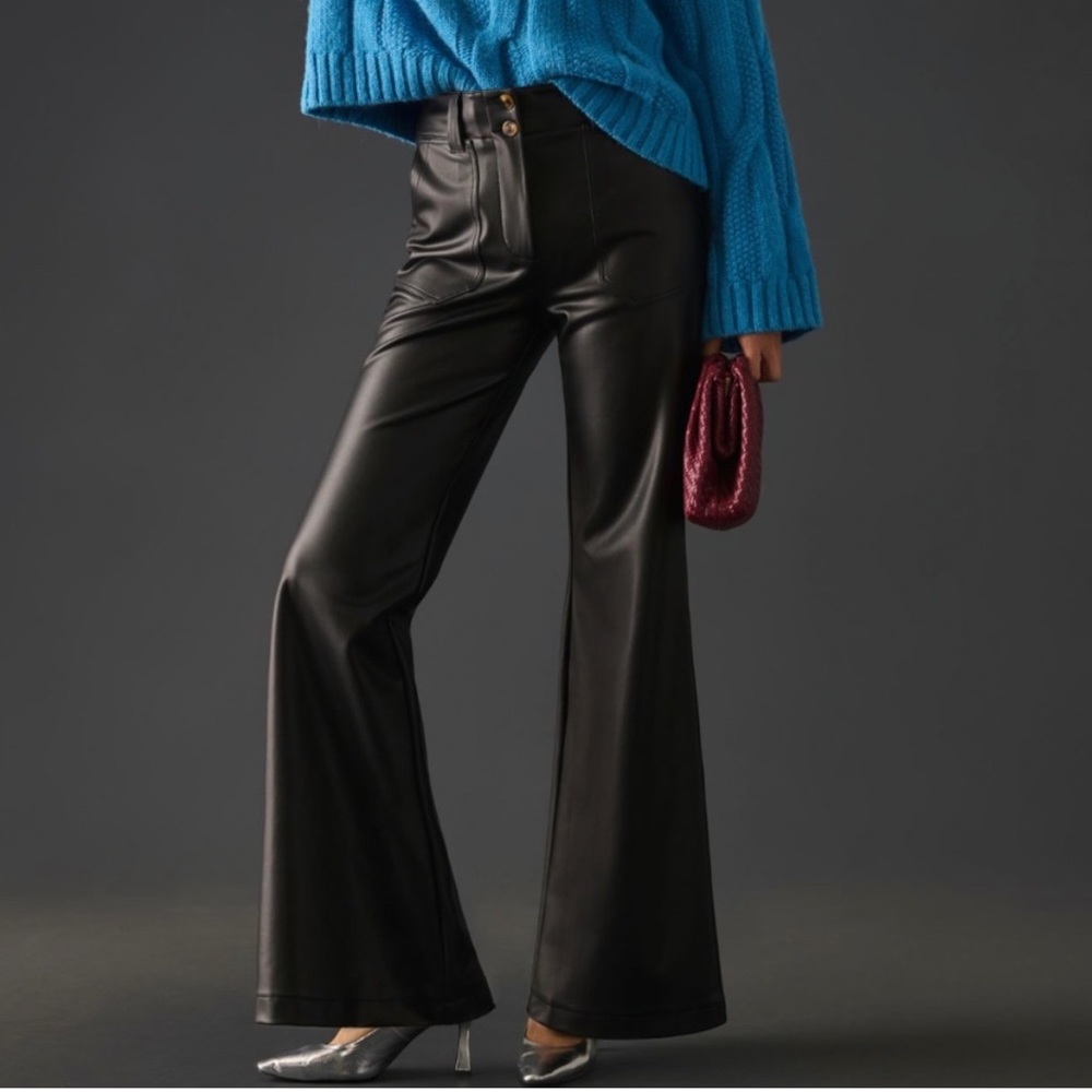 Anthropologie Maeve faux leather flare pants